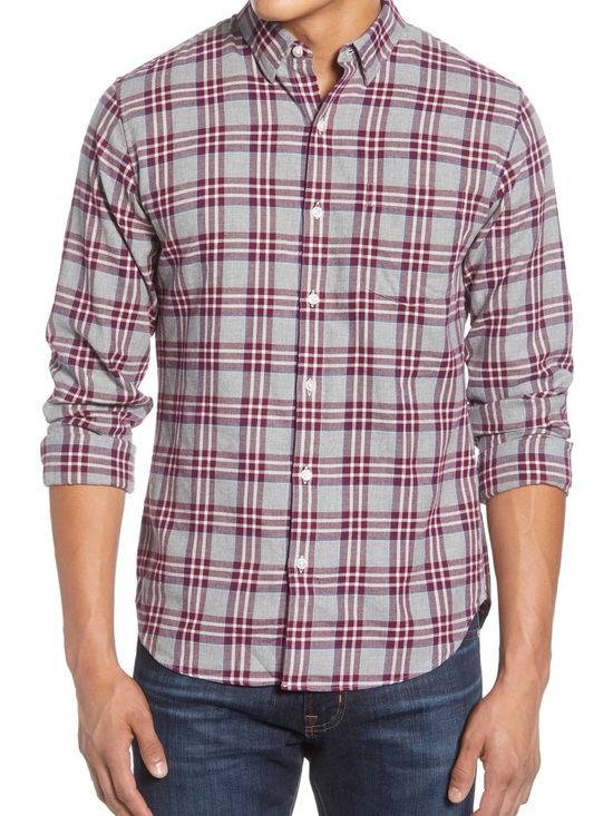 Bonobos Tops - 3/$10 Bonobos Plaid Button-Down Slim Fit Shirt in Burgundy and Gray